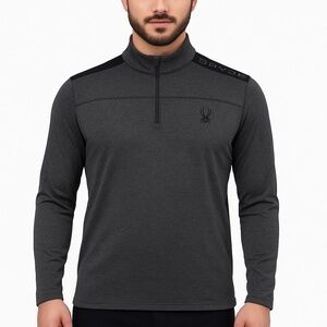 NWT Spyder Men’s ¼ Zip Pullover – Size M – Charcoal Heather Performance Top X1